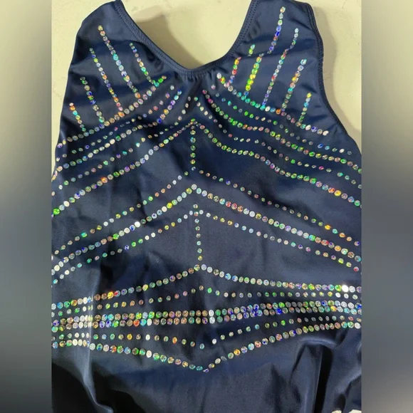GK Elite Navy Leotard with Rhinestone Accents - Picture 3 of 6